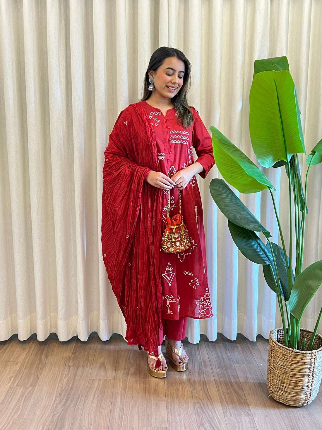 Trendy Red Dupatta Set for Women – Embroidered & Printed Suit Styles Online