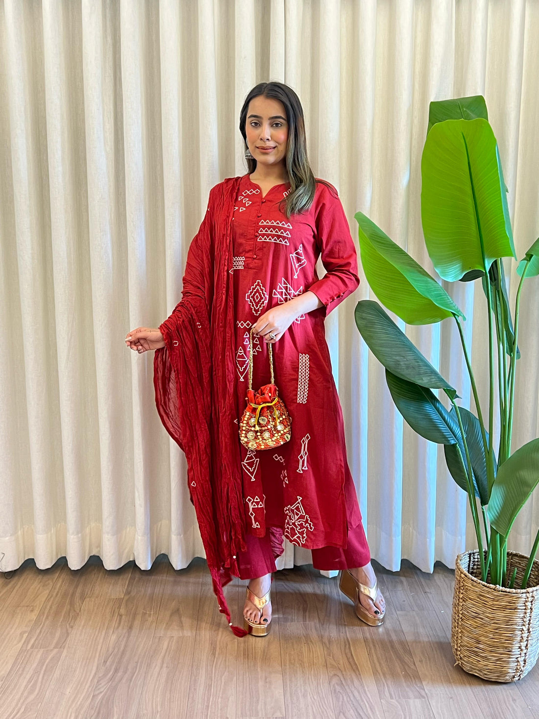 Trendy Red Dupatta Set for Women – Embroidered & Printed Suit Styles Online