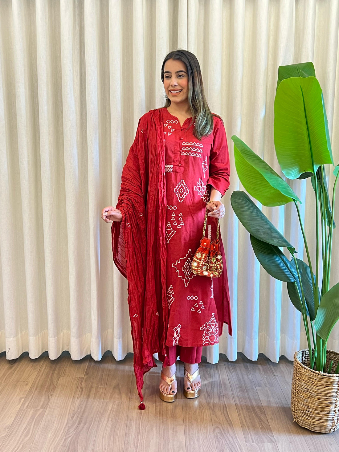 Trendy Red Dupatta Set for Women – Embroidered & Printed Suit Styles Online