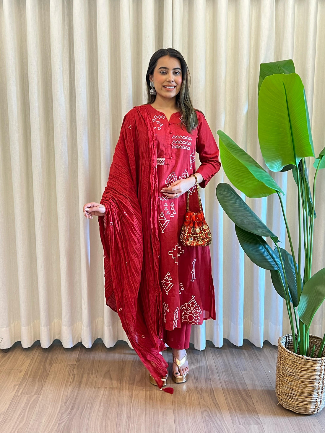 Trendy Red Dupatta Set for Women – Embroidered & Printed Suit Styles Online