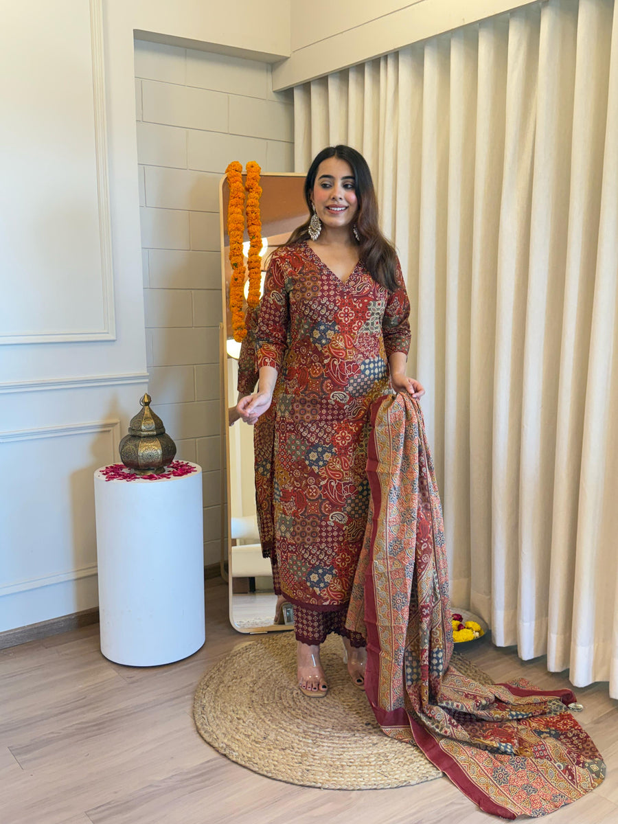 Premium Brown Pair Dupatta Set for Women – Perfect for Party, Office & Everyday Wear