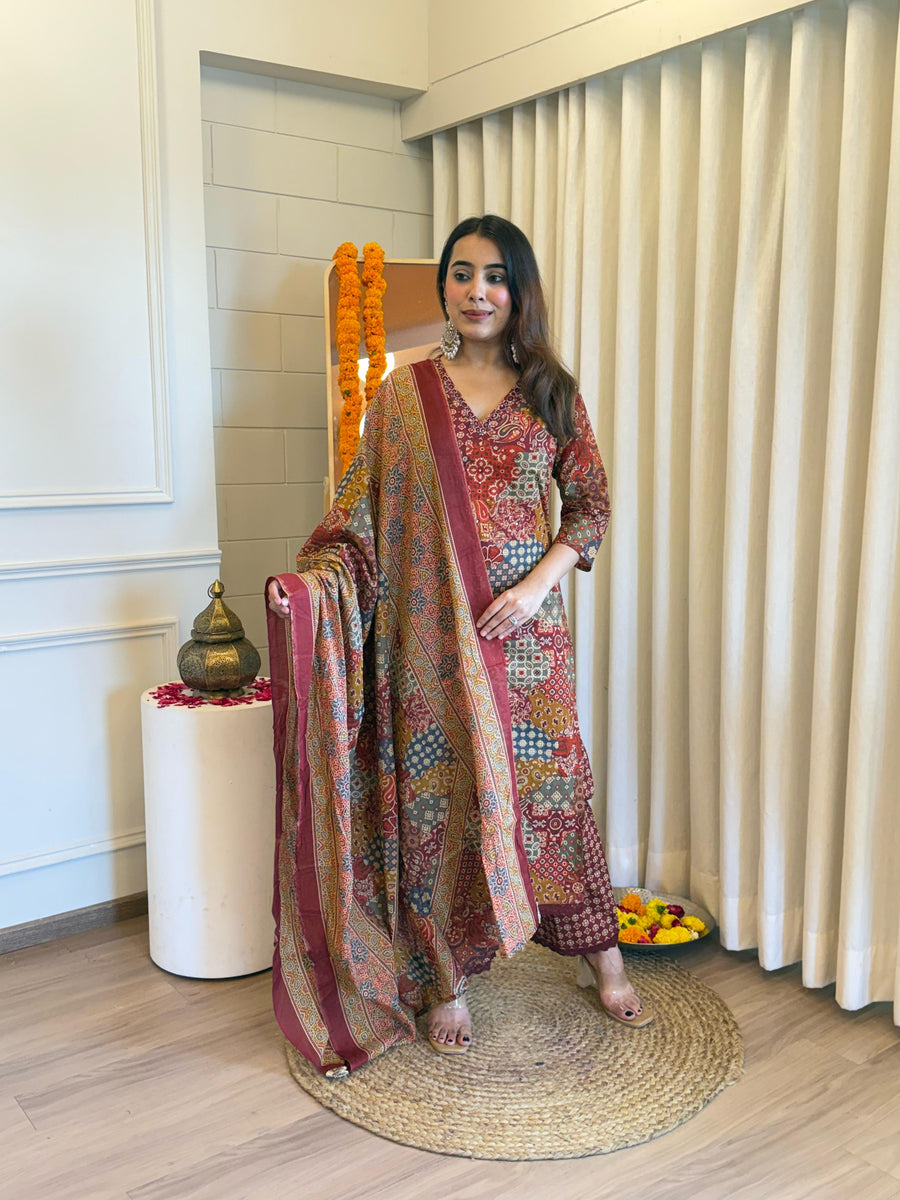 Premium Brown Pair Dupatta Set for Women – Perfect for Party, Office & Everyday Wear