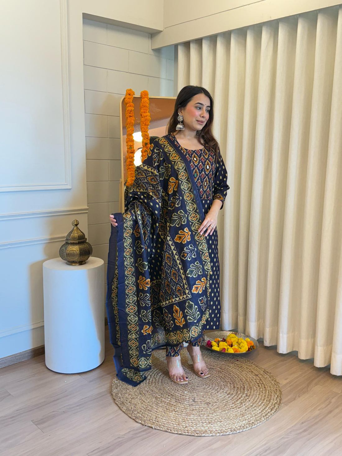 Stylish Pair of Dark Blue Dupatta Set for Women – Ideal for Festive & Wedding Wear