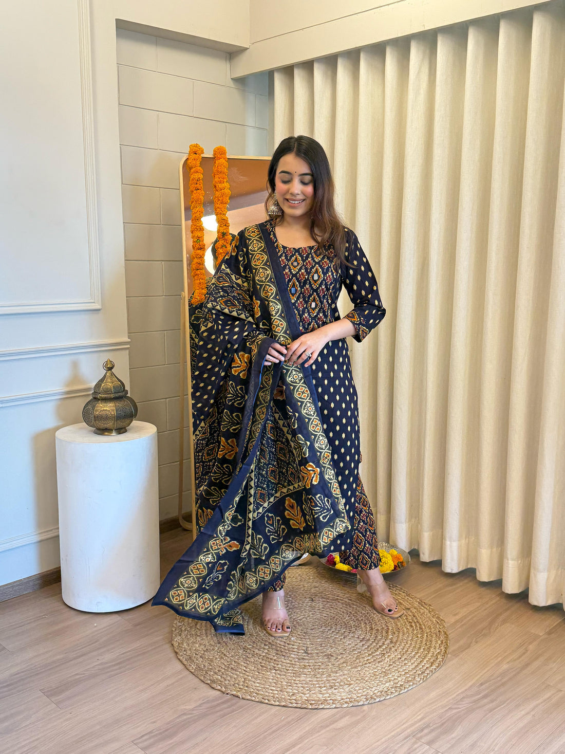 Stylish Pair of Dark Blue Dupatta Set for Women – Ideal for Festive & Wedding Wear