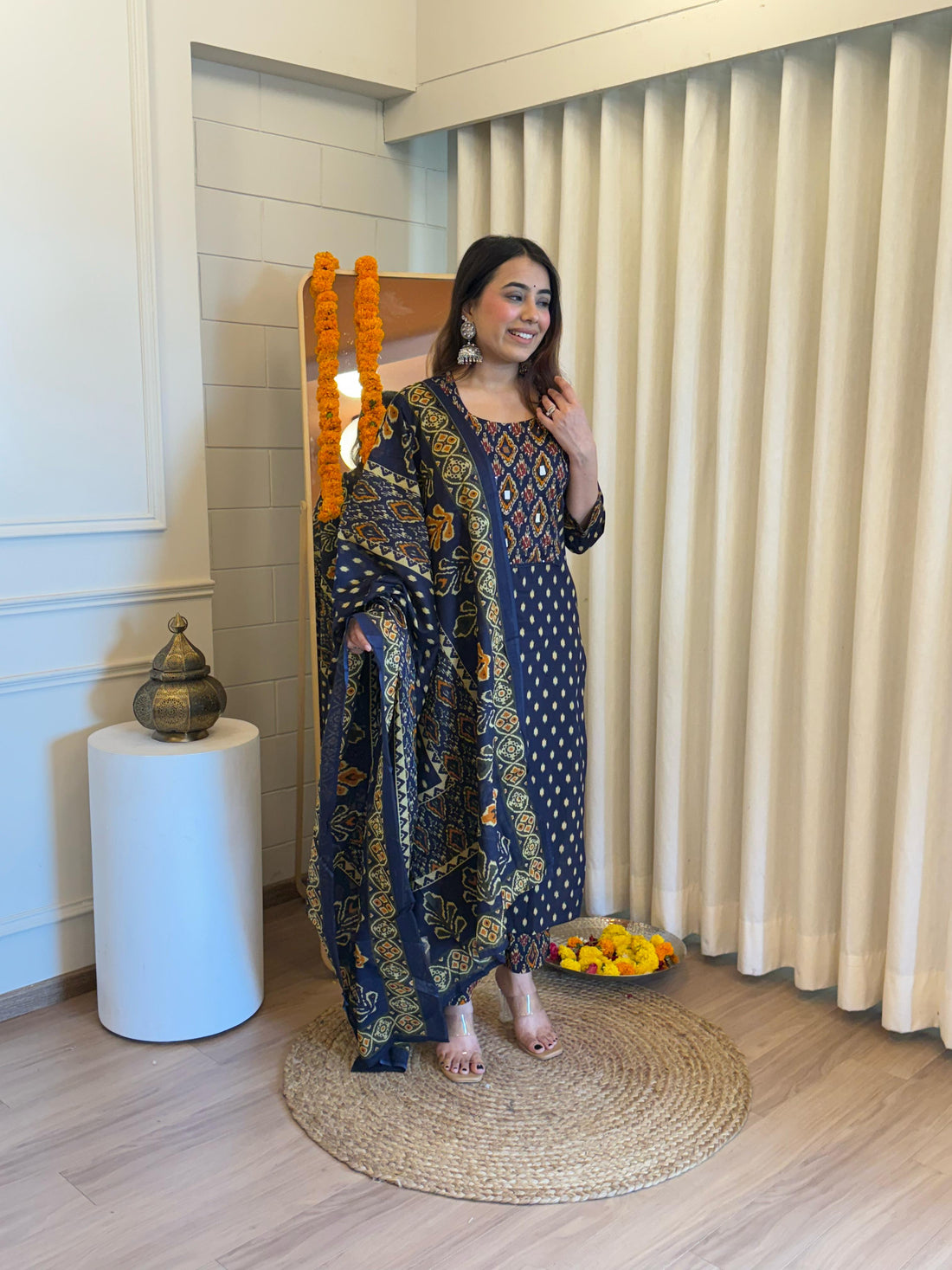 Stylish Pair of Dark Blue Dupatta Set for Women – Ideal for Festive & Wedding Wear