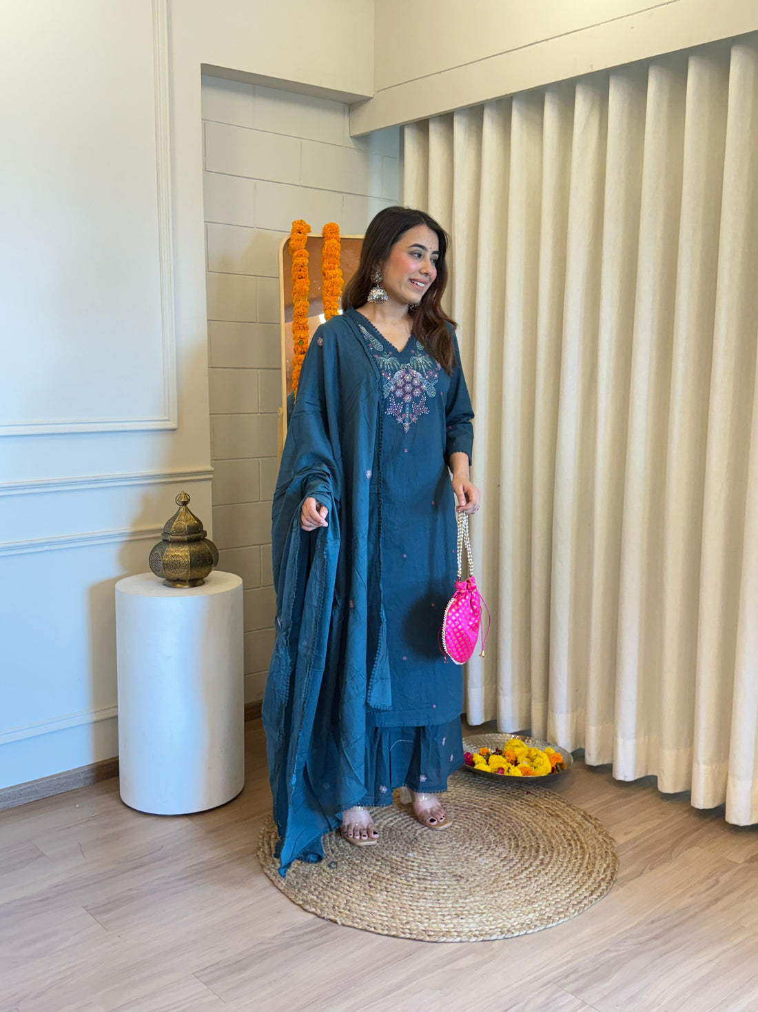 Latest Denim Blue Pair Dupatta Set for Women – Lightweight Fabric with Rich Color Appeal