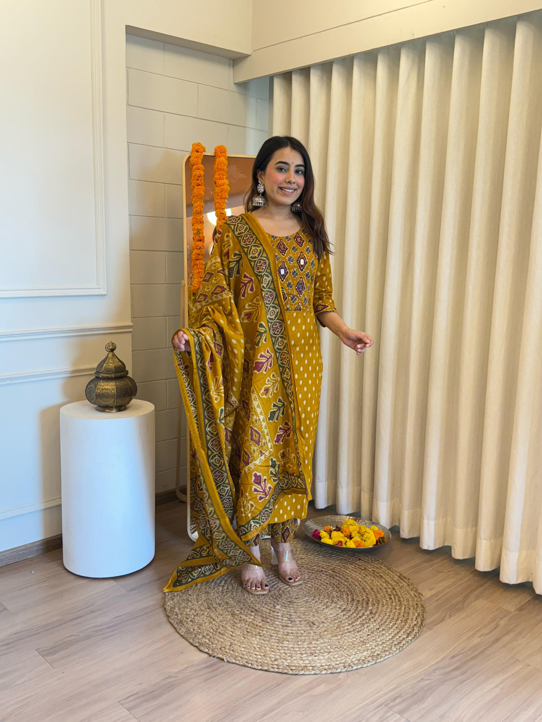 Traditional Yet Trendy Yellow Dupatta Set for Women – Ideal for Day Functions