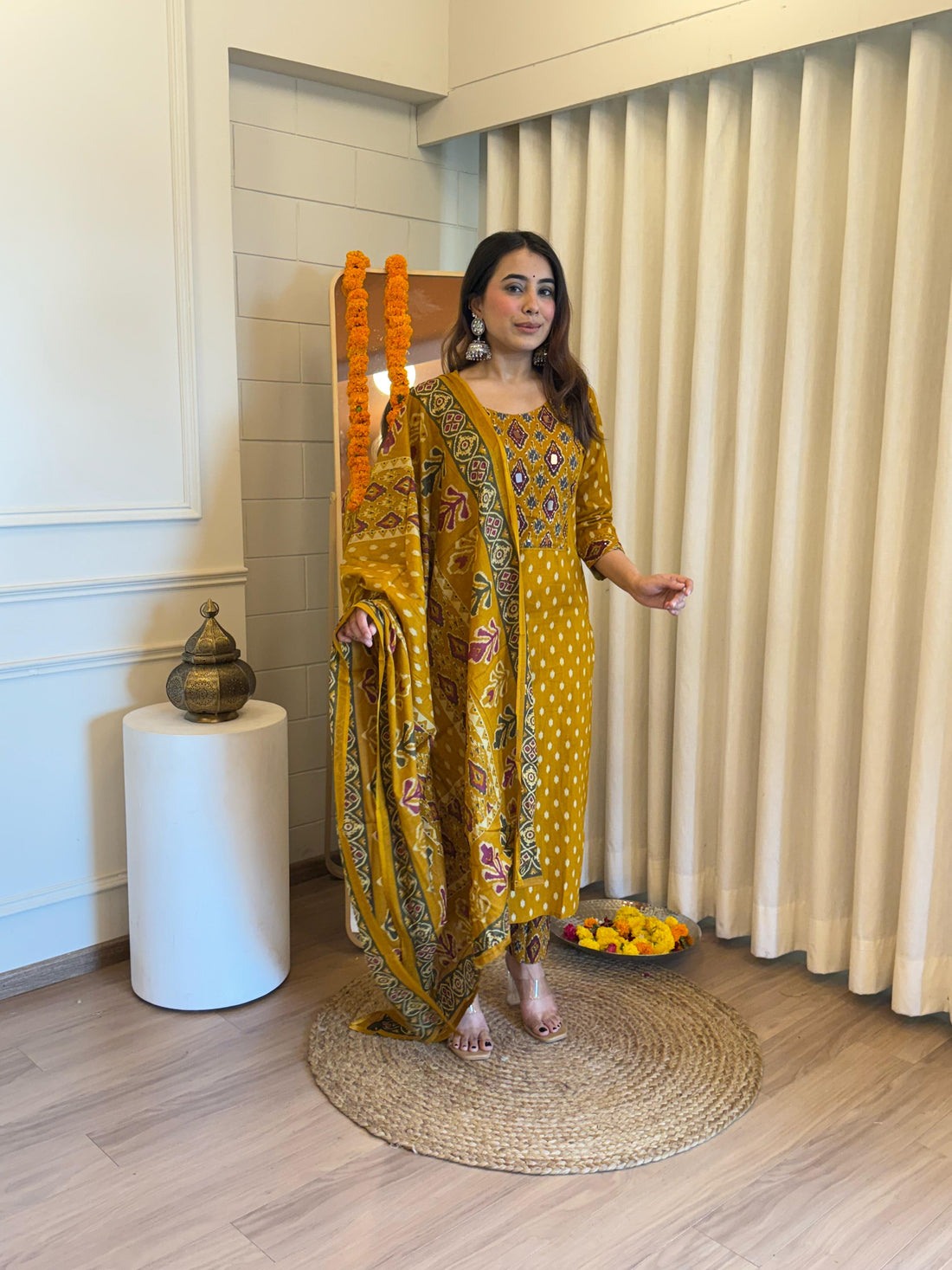 Traditional Yet Trendy Yellow Dupatta Set for Women – Ideal for Day Functions