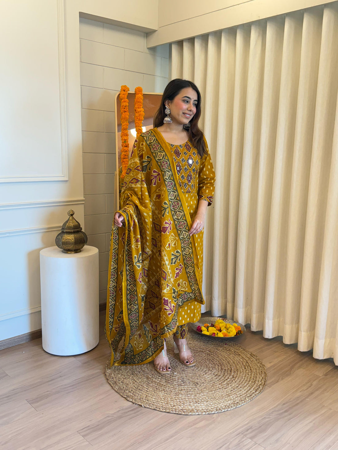 Traditional Yet Trendy Yellow Dupatta Set for Women – Ideal for Day Functions