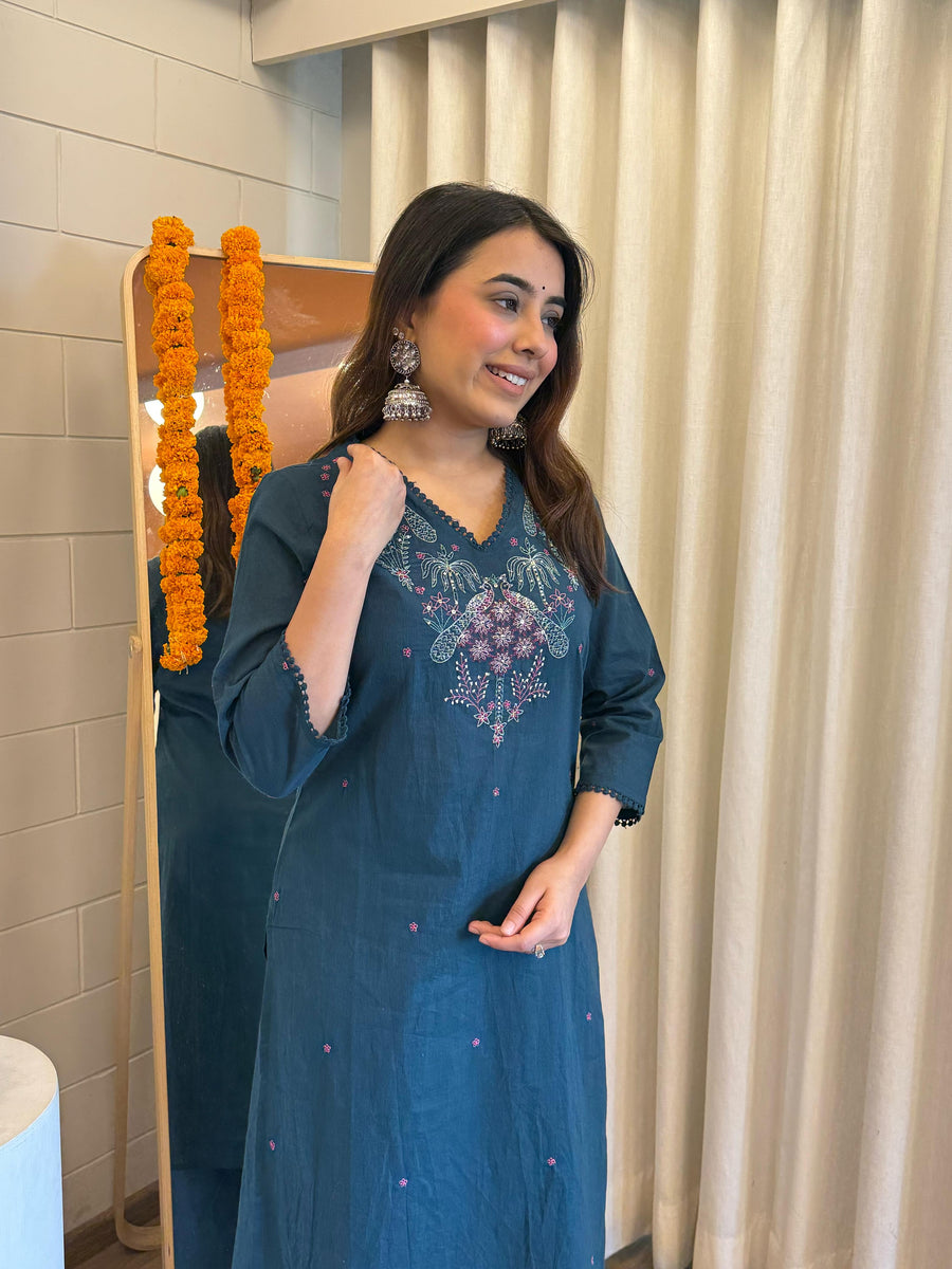 Latest Denim Blue Pair Dupatta Set for Women – Lightweight Fabric with Rich Color Appeal