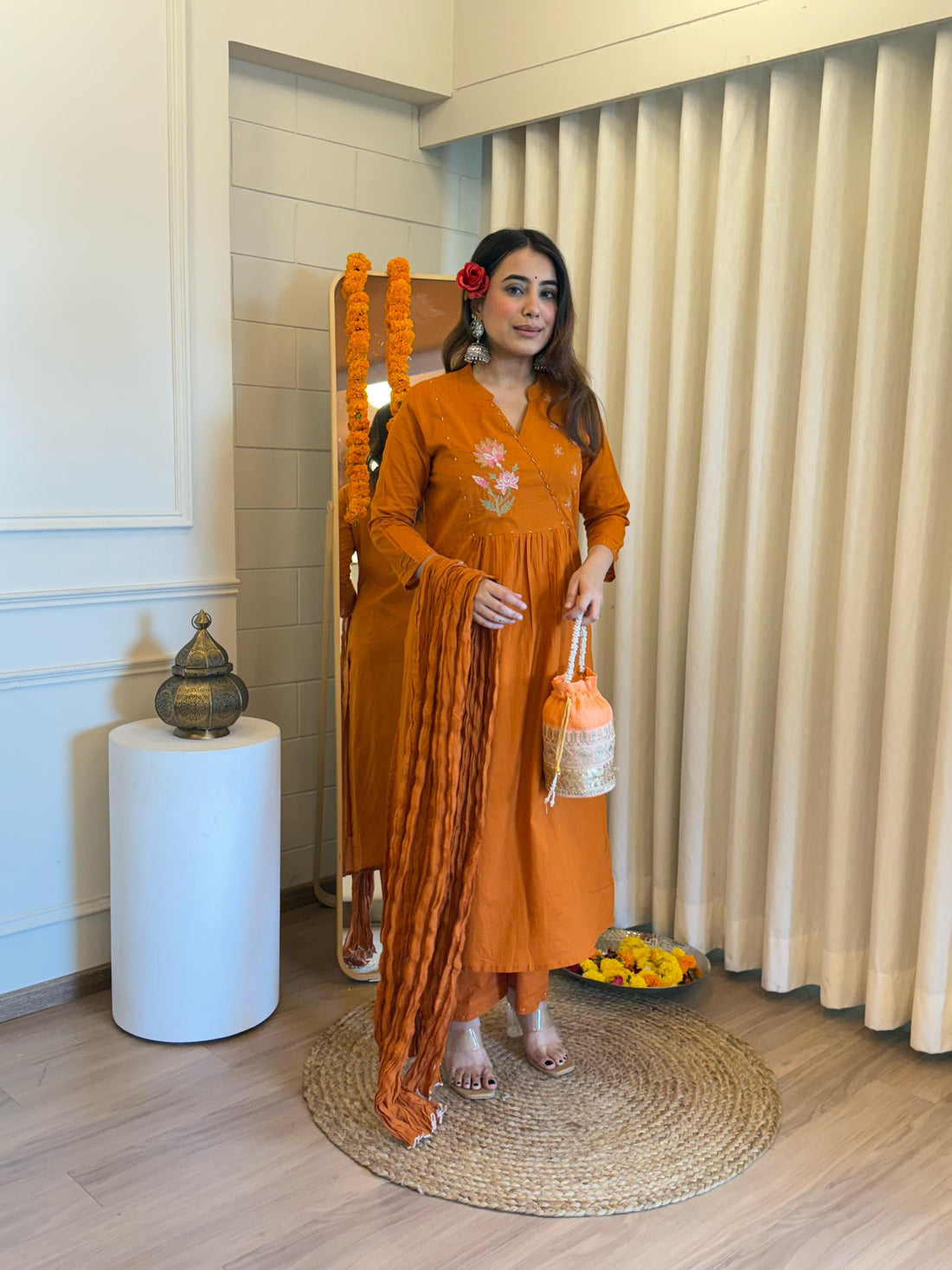 Classic Orange Tone Dupatta Set for Women – A Must-Have for Your Ethnic Closet
