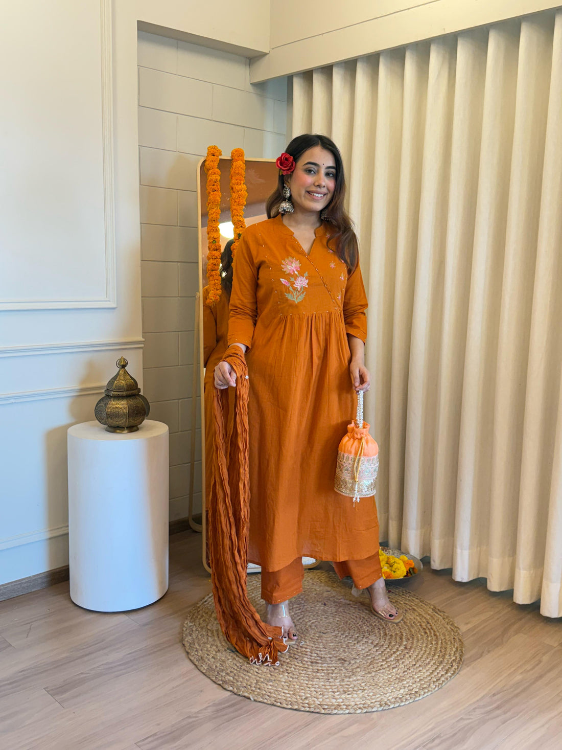 Classic Orange Tone Dupatta Set for Women – A Must-Have for Your Ethnic Closet