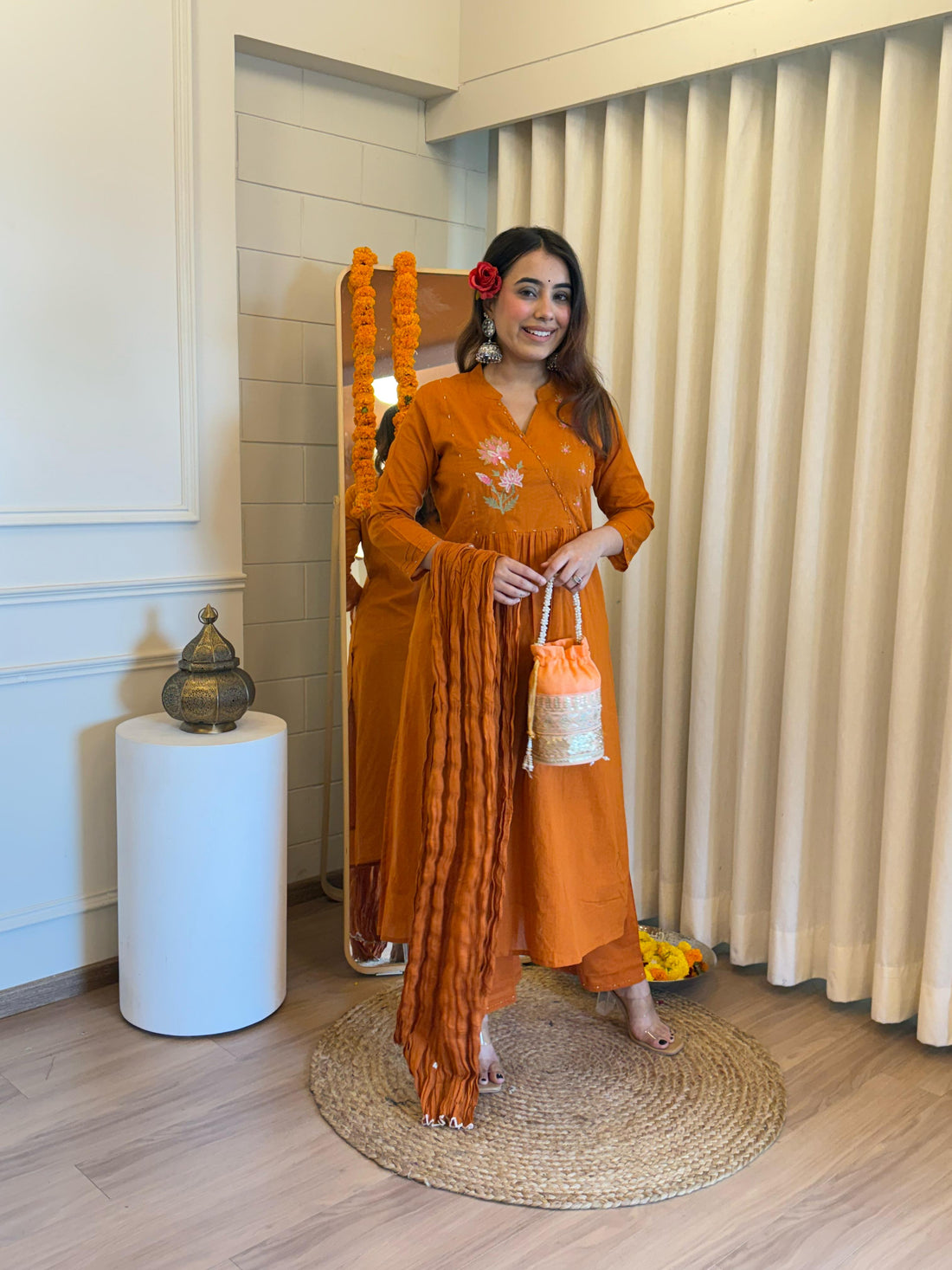 Classic Orange Tone Dupatta Set for Women – A Must-Have for Your Ethnic Closet