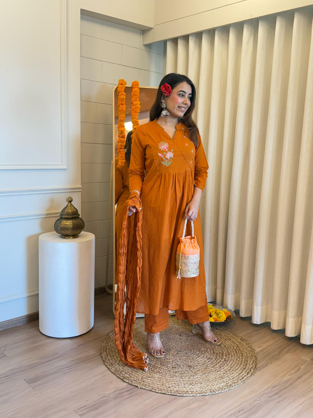 Classic Orange Tone Dupatta Set for Women – A Must-Have for Your Ethnic Closet