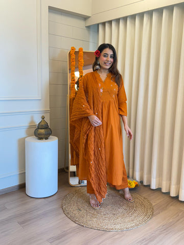 Classic Orange Tone Dupatta Set for Women – A Must-Have for Your Ethnic Closet