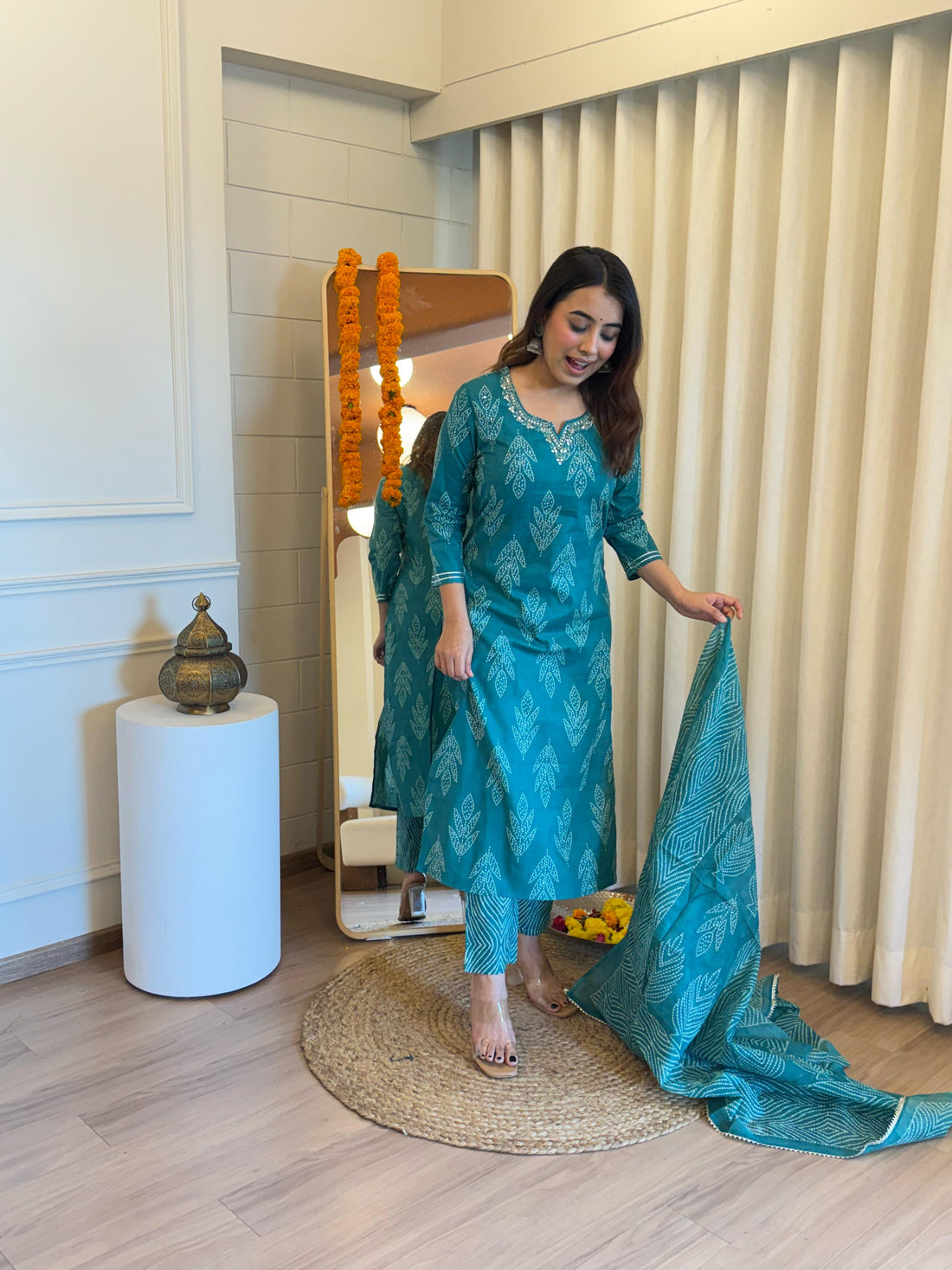 Classic Blue Tone Dupatta Set for Women – Simple, Elegant, and Stylish