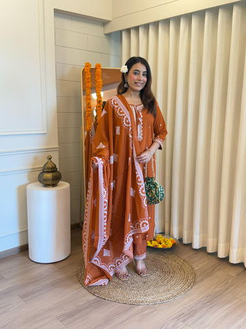 Classic Orange Color Dupatta Set for Women – Stylish Pick for Every Occasion