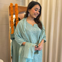 Elegant Light Green Dupatta Set for Women – A Refreshing Touch of Grace