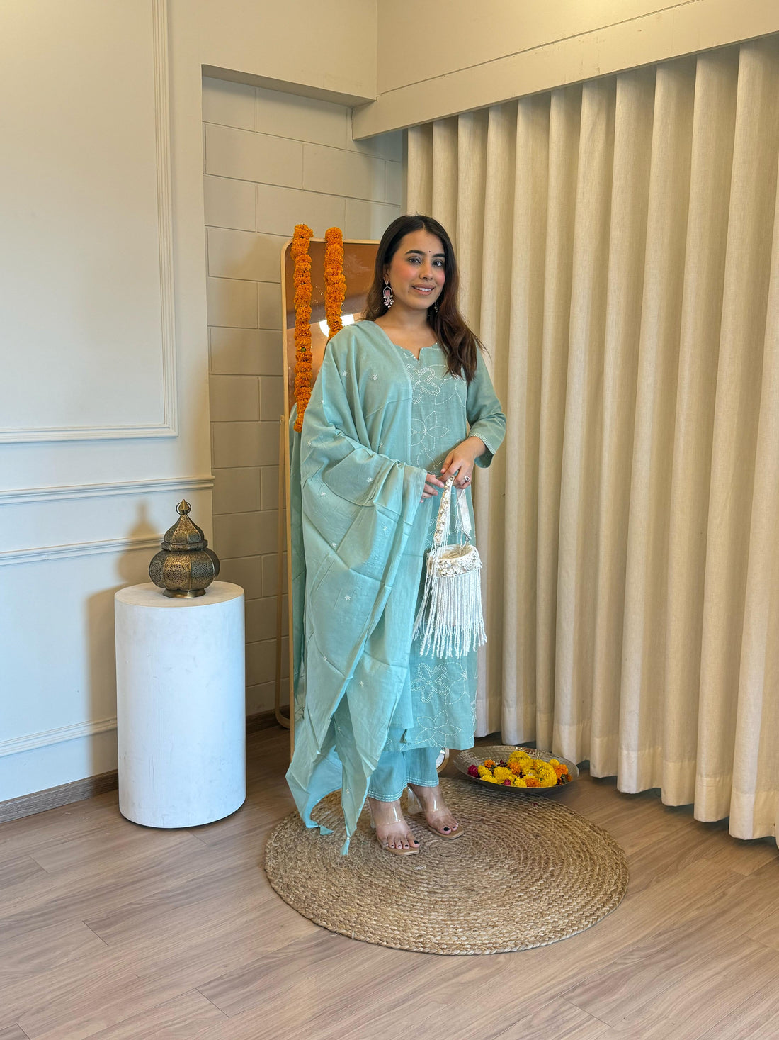 Elegant Light Green Dupatta Set for Women – A Refreshing Touch of Grace