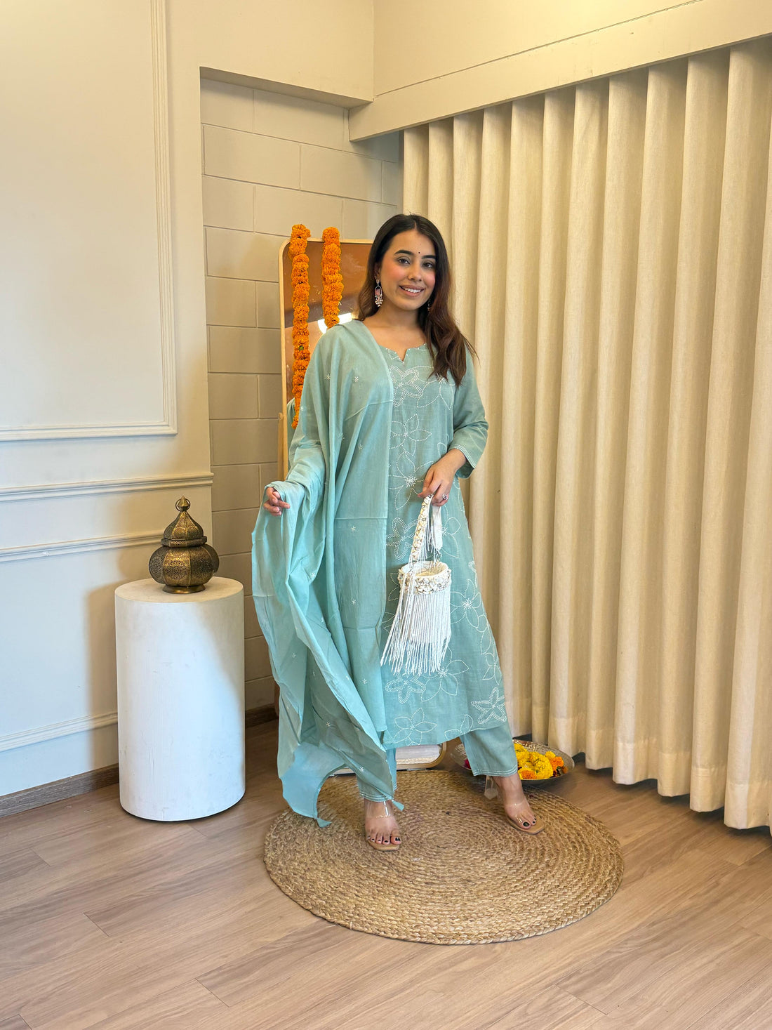 Elegant Light Green Dupatta Set for Women – A Refreshing Touch of Grace