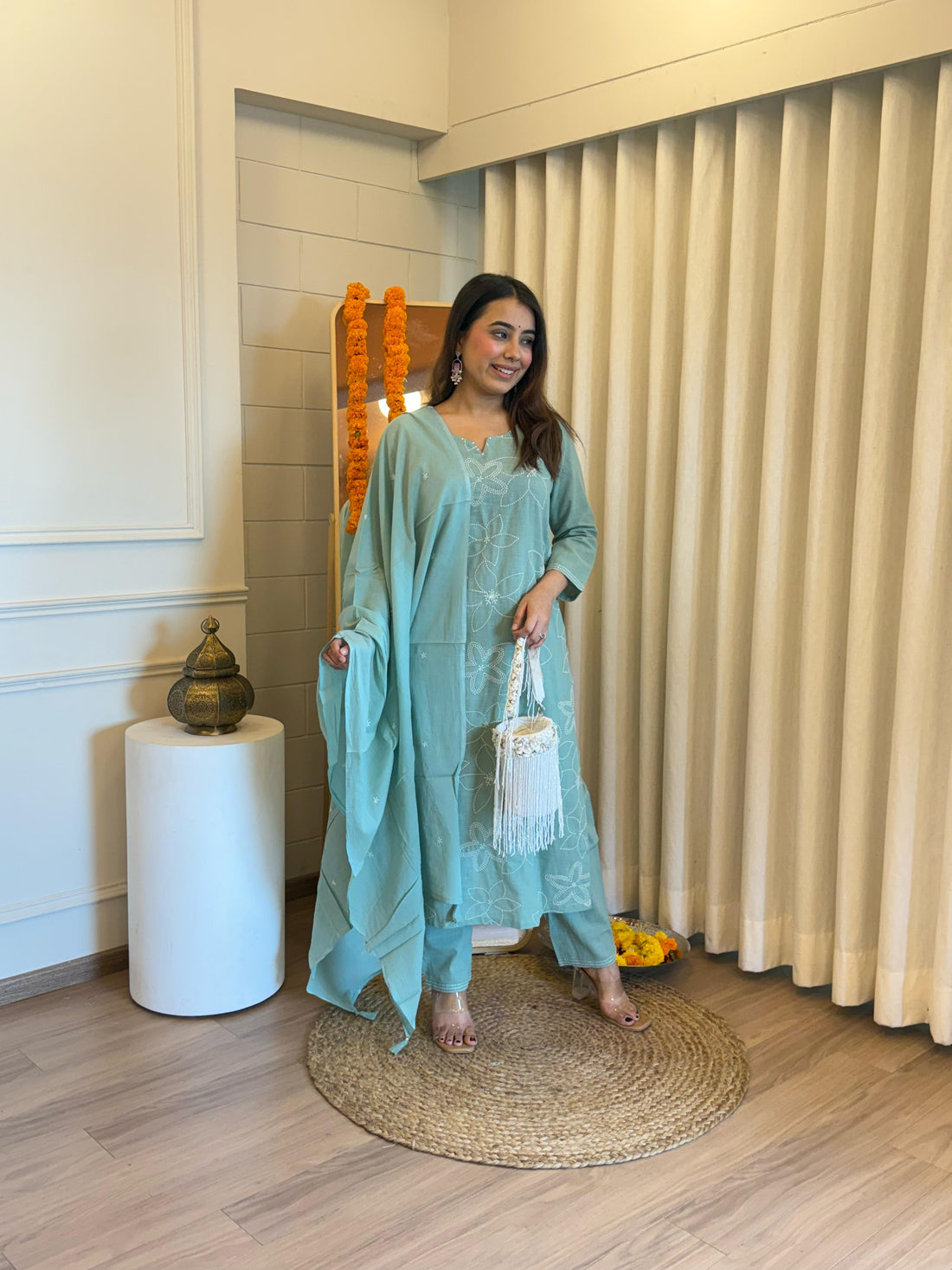 Elegant Light Green Dupatta Set for Women – A Refreshing Touch of Grace