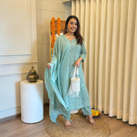 Elegant Light Green Dupatta Set for Women – A Refreshing Touch of Grace