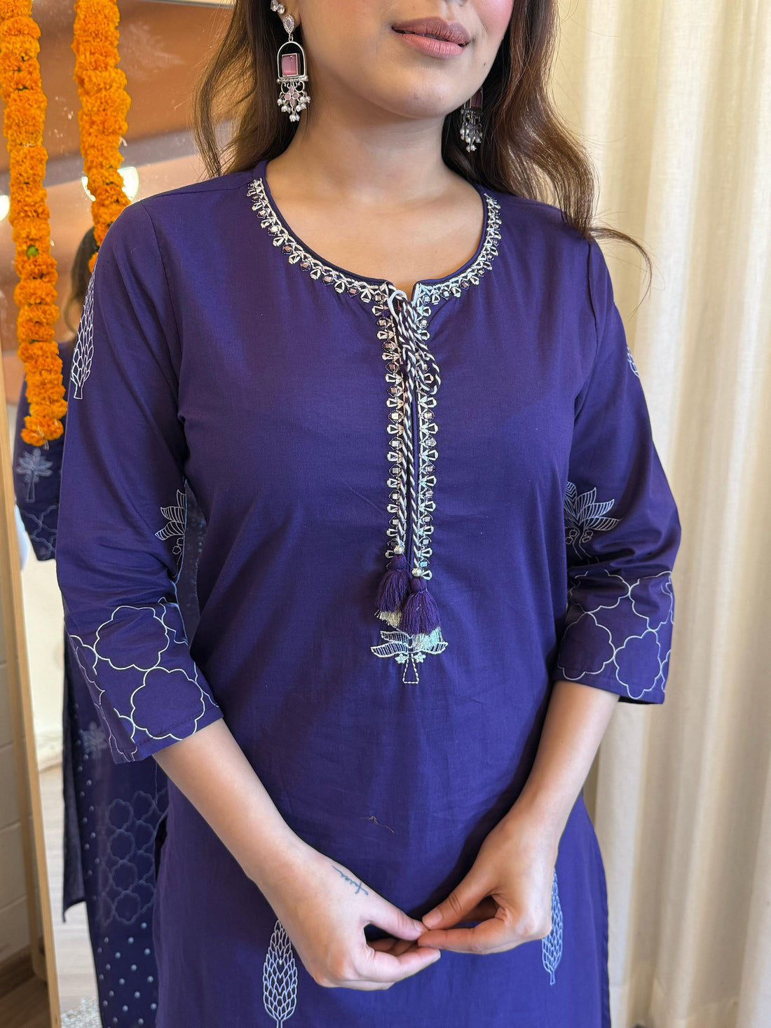 Premium Navy Blue Dupatta Set for Women – Elegant Threads Woven in Tradition