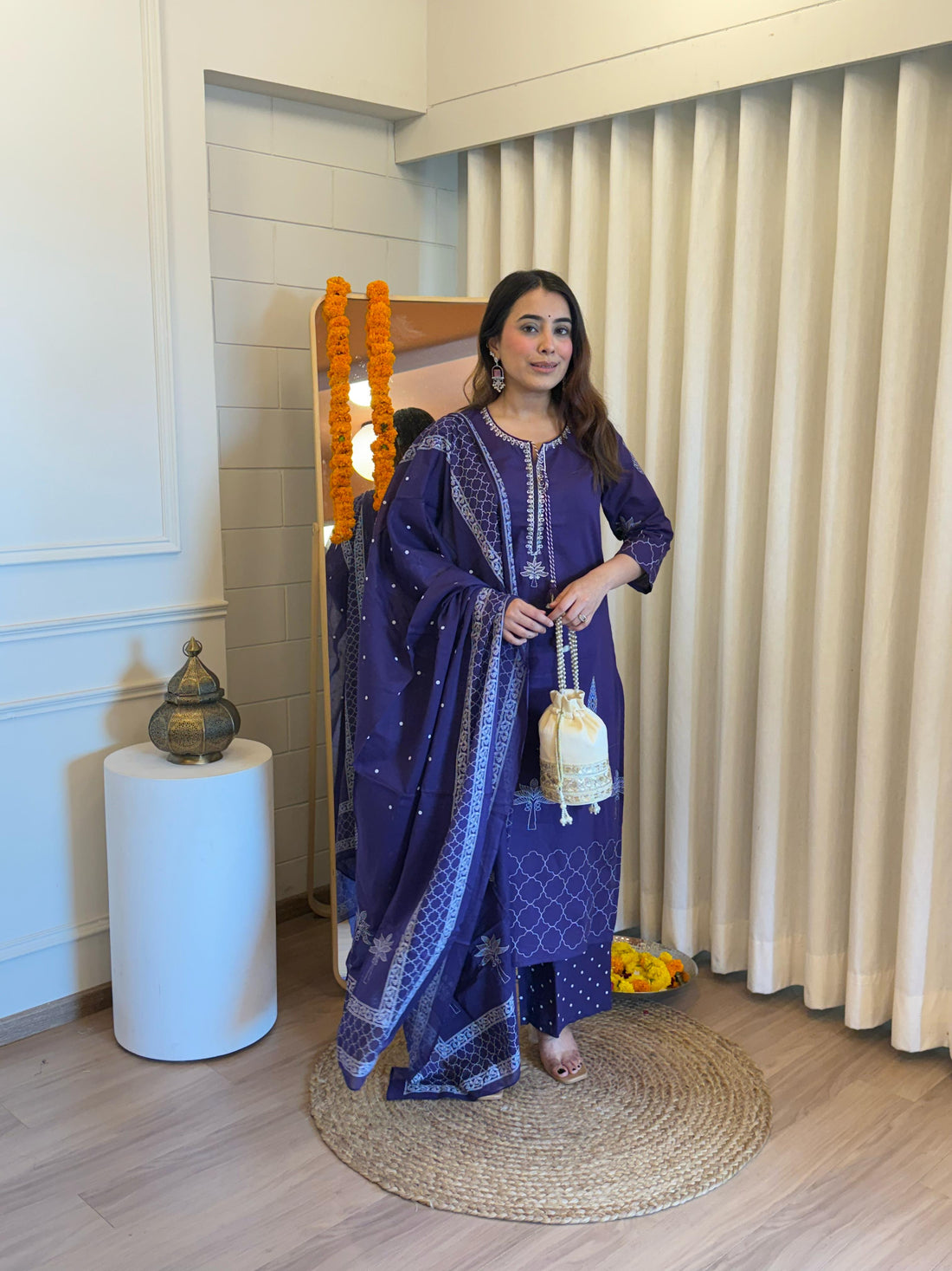 Premium Navy Blue Dupatta Set for Women – Elegant Threads Woven in Tradition