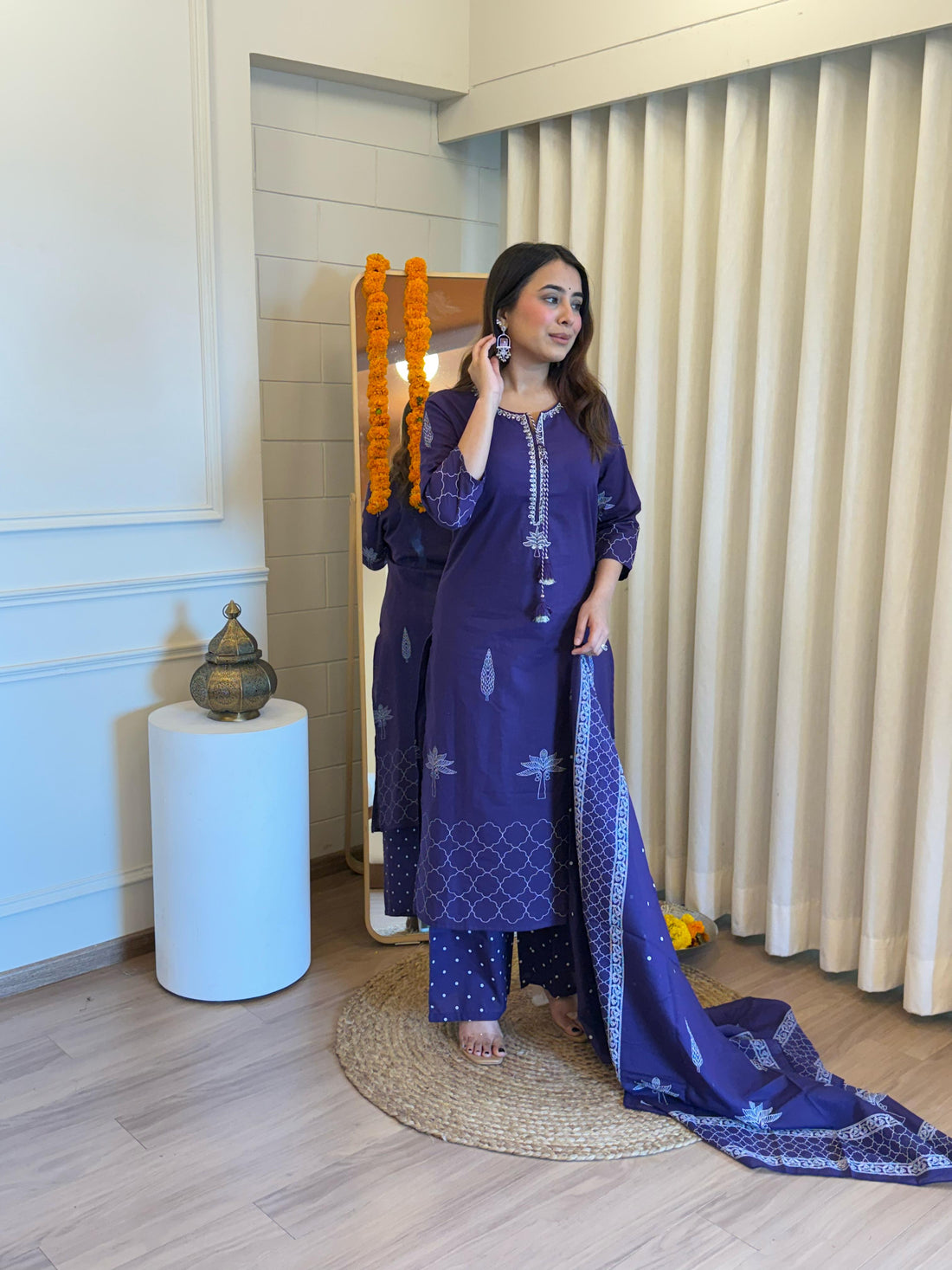 Premium Navy Blue Dupatta Set for Women – Elegant Threads Woven in Tradition