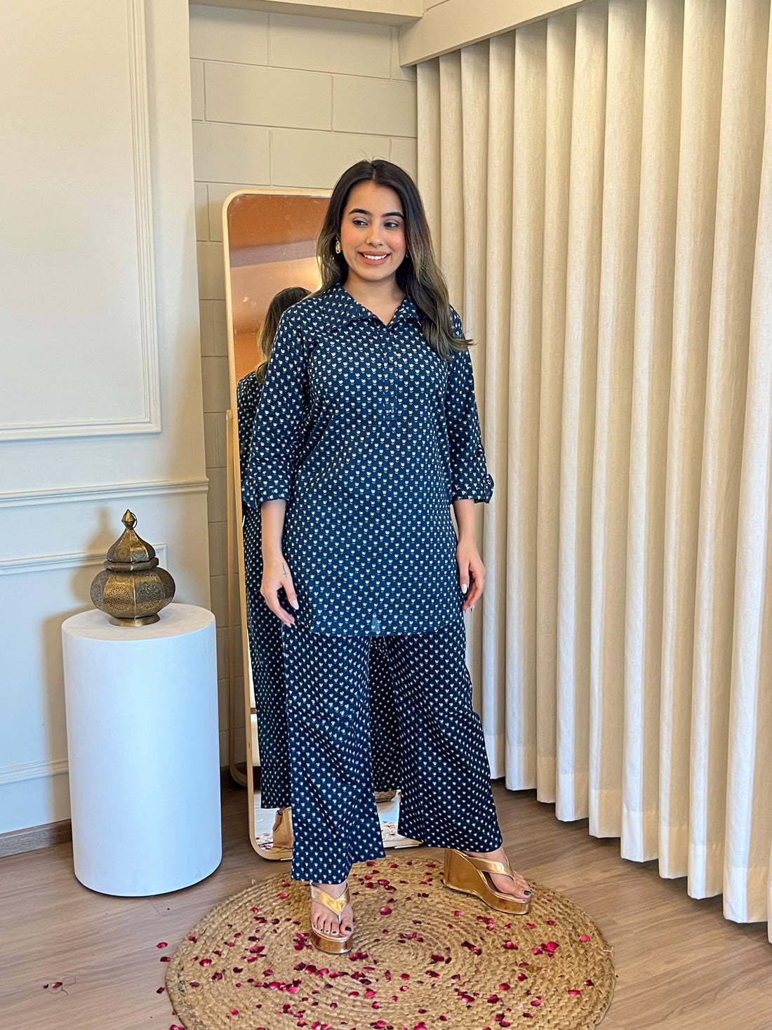 Latest Navy Blue Cord Set for Women – Perfect for Office, Travel & Parties