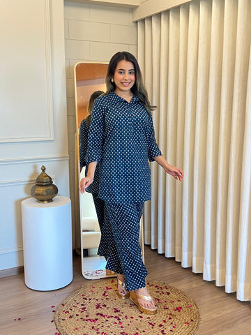 Latest Navy Blue Cord Set for Women – Perfect for Office, Travel & Parties